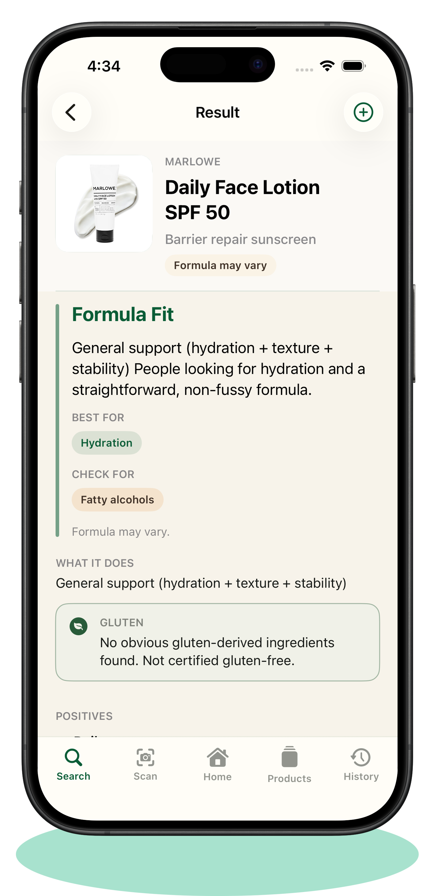 Isles app showing a product result with Formula Fit